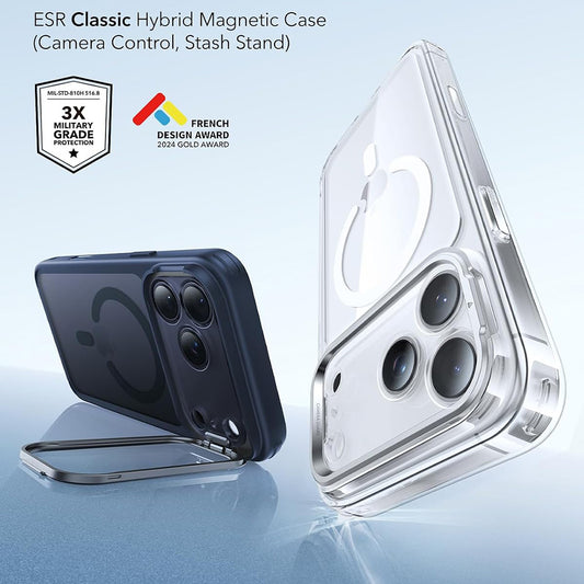 MagSafe tok Apple iPhone 18 Pro / 17 Pro-hoz, ESR, Classic Hybrid Kickstand, Selyemkék
