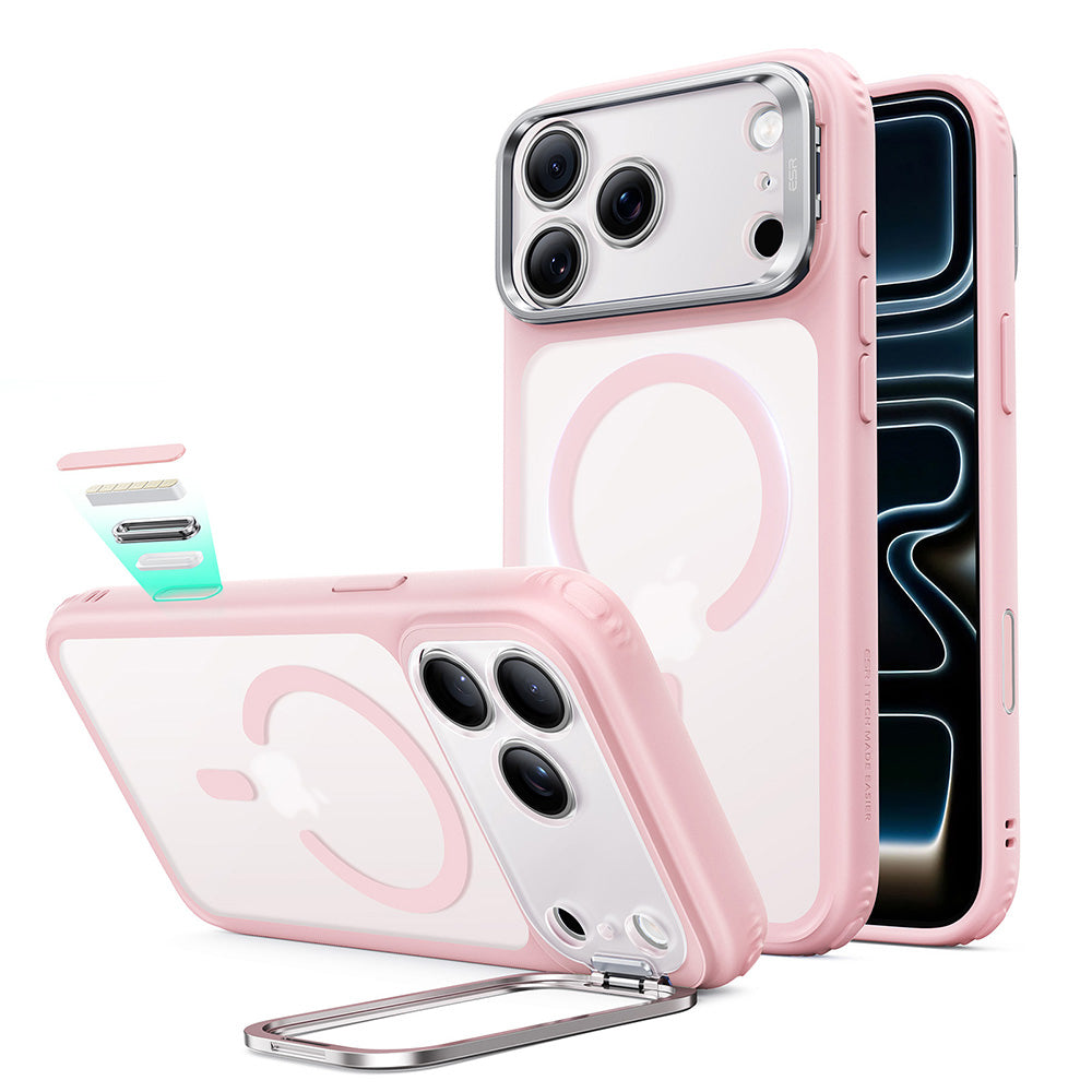 MagSafe tok Apple iPhone 18 Pro / 17 Pro számára, ESR, Classic Hybrid Kickstand, Rózsaszín Szatén
