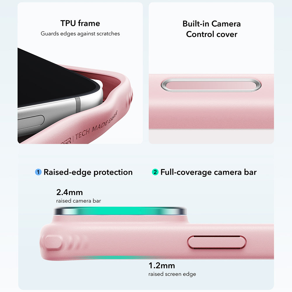 MagSafe tok Apple iPhone 18 Pro / 17 Pro számára, ESR, Classic Hybrid Kickstand, Rózsaszín Szatén
