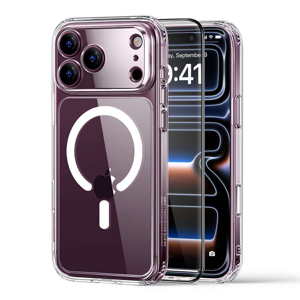 MagSafe tok Apple iPhone 18 Pro / 17 Pro-hoz, ESR, Classic Hybrid képernyővédővel, átlátszó