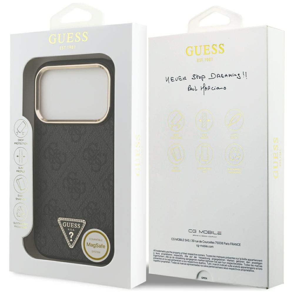 MagSafe tok Apple iPhone 18 Pro / 17 Pro-hoz, Guess, 4G Triangle Logo, Fekete