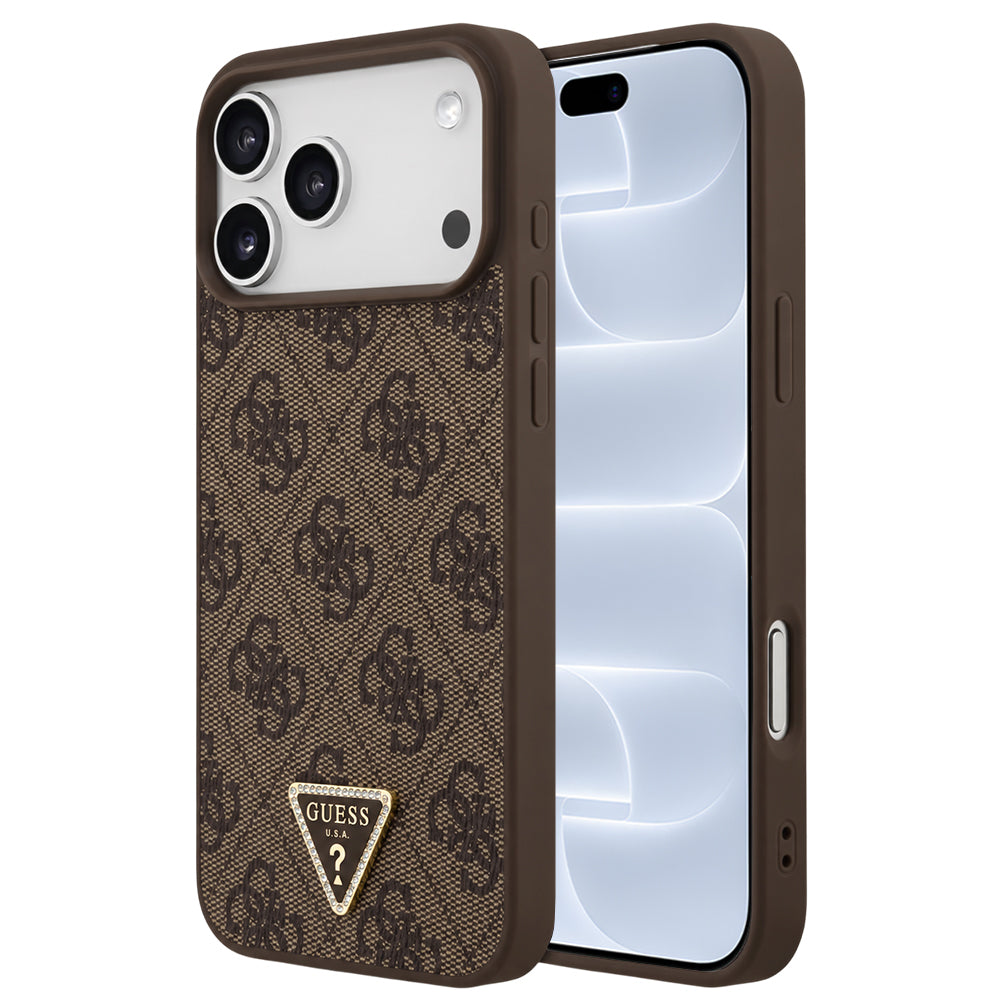 MagSafe tok Apple iPhone 18 Pro / 17 Pro-hoz, Guess, 4G Triangle Strass, Barna