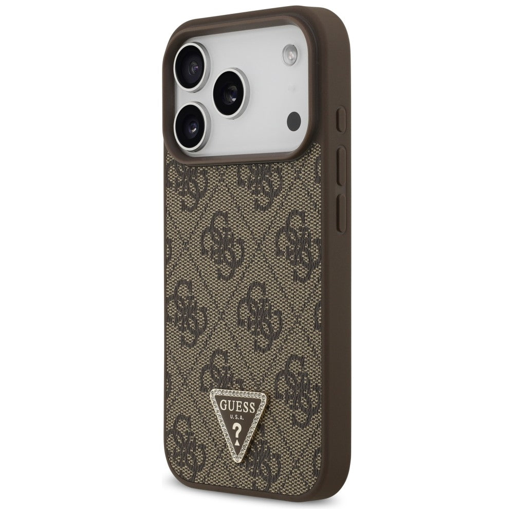 MagSafe tok Apple iPhone 18 Pro / 17 Pro-hoz, Guess, 4G Triangle Strass, Barna