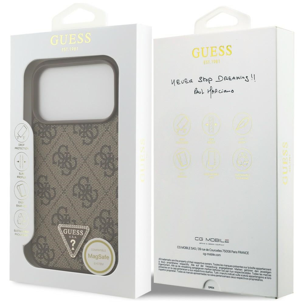 MagSafe tok Apple iPhone 18 Pro / 17 Pro-hoz, Guess, 4G Triangle Strass, Barna
