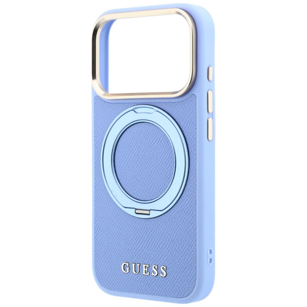 MagSafe tok Apple iPhone 18 Pro / 17 Pro készülékhez, Guess Grained Ring Stand 360 Classic, kék