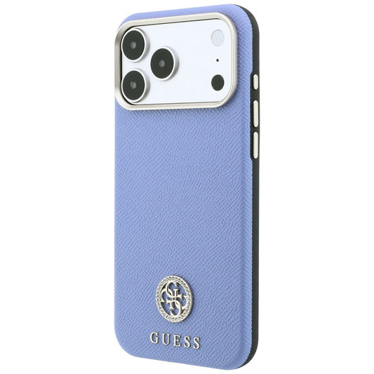 MagSafe tok Apple iPhone 18 Pro / 17 Pro-hoz, Guess, szemcsés kerek strassz logó, kék