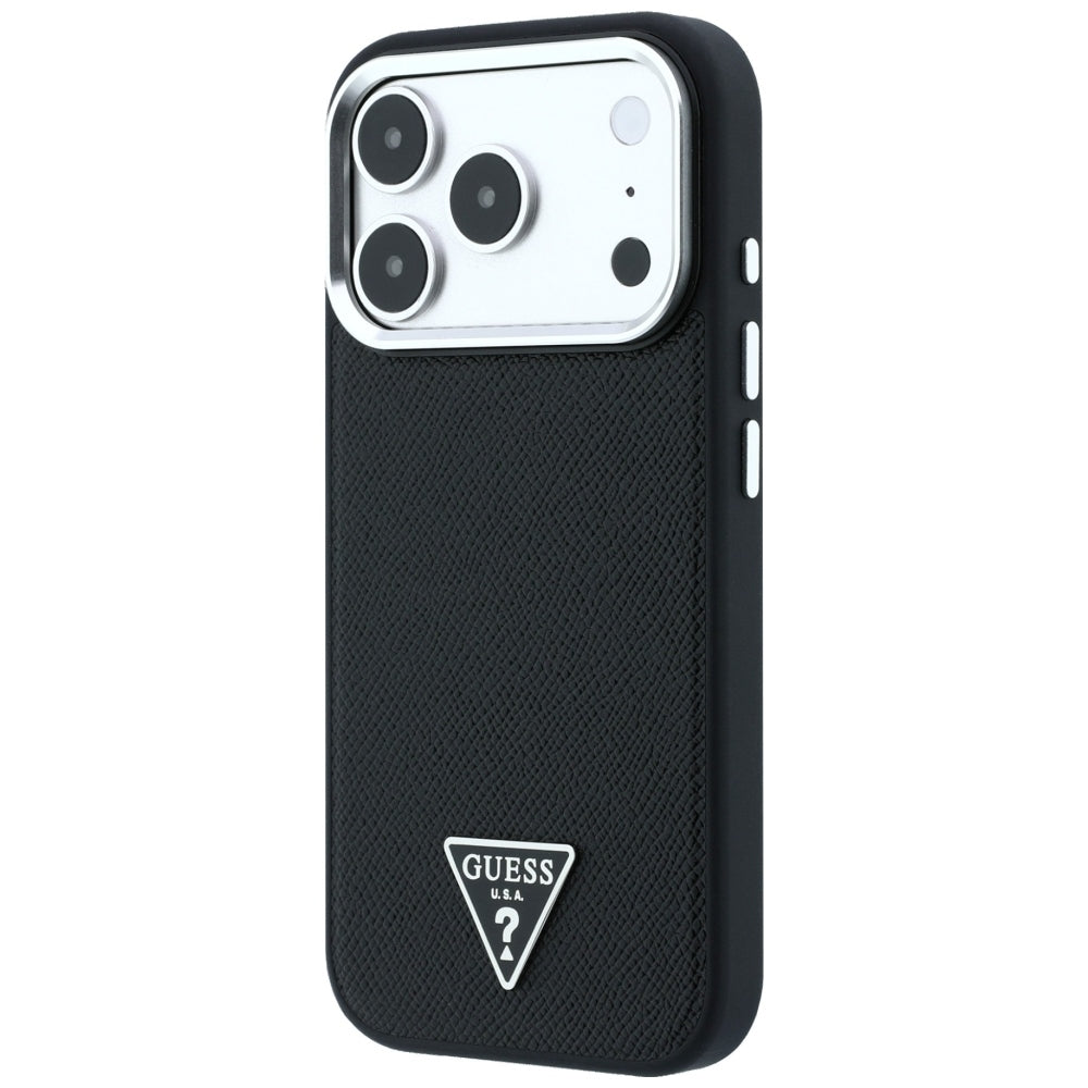 MagSafe Case for Apple iPhone 18 Pro / 17 Pro, Guess, Grained Triangle Logo, Black