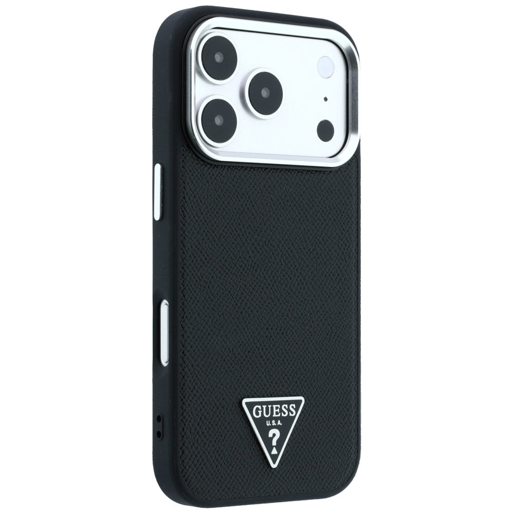 MagSafe Case for Apple iPhone 18 Pro / 17 Pro, Guess, Grained Triangle Logo, Black