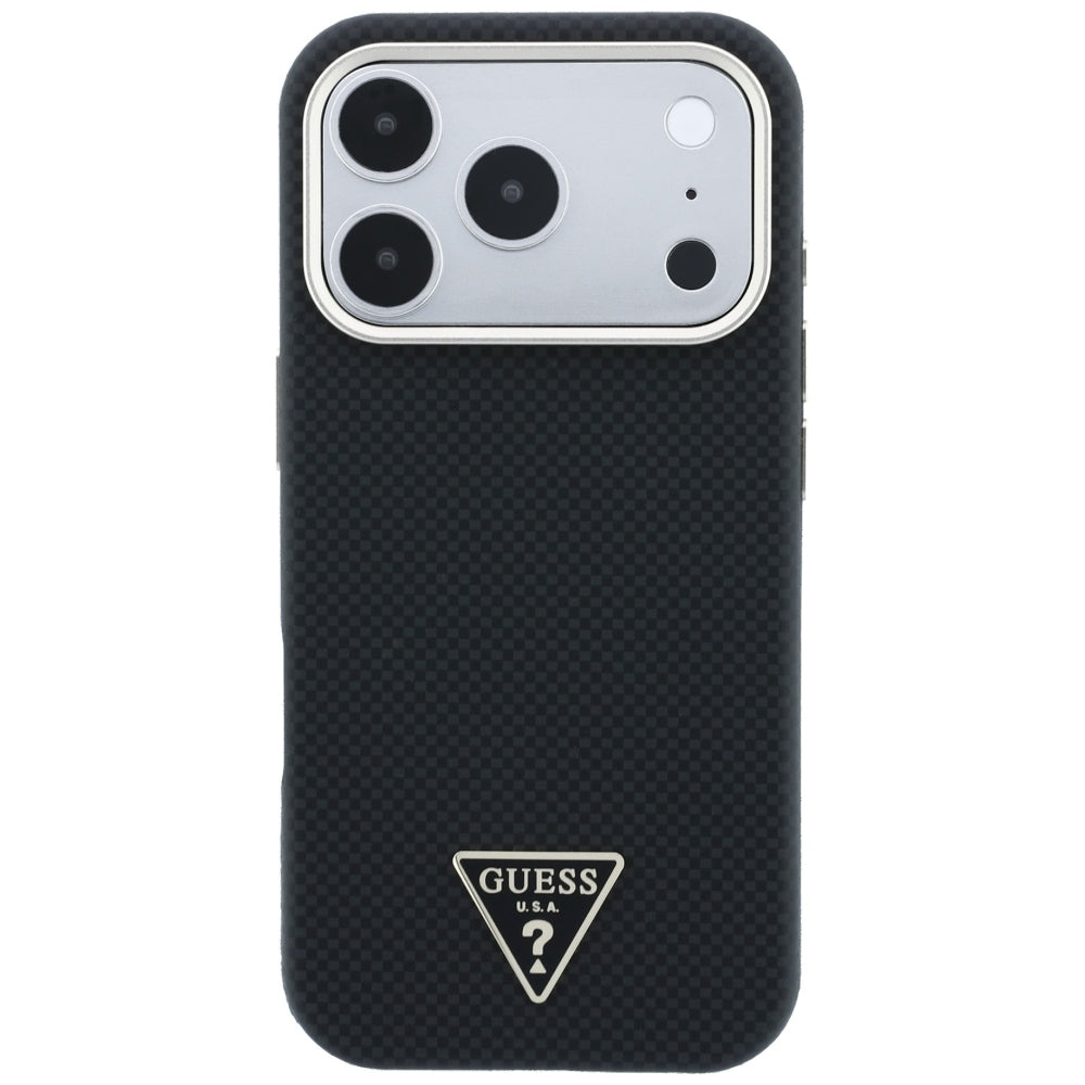 MagSafe tok Apple iPhone 18 Pro / 17 Pro-hoz, Guess, Kevlar Háromszög Logó, Fekete