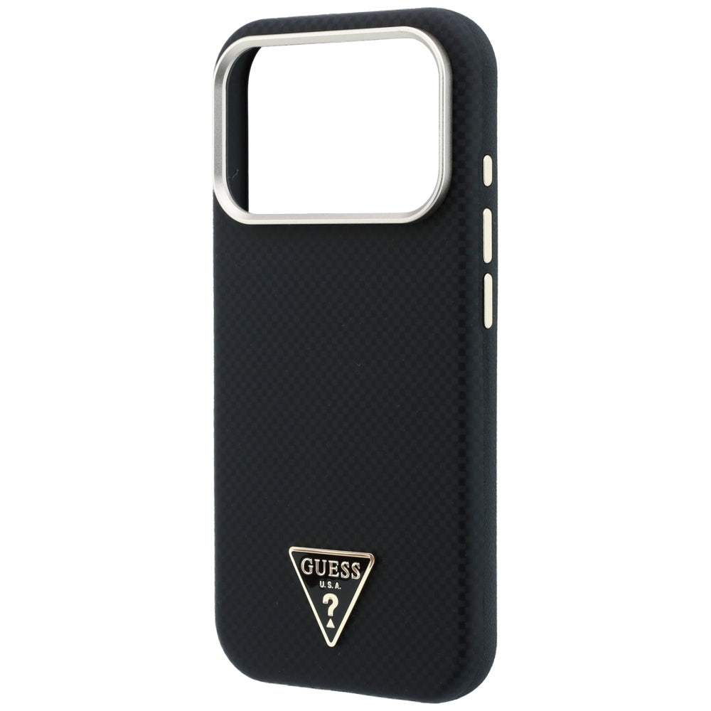 MagSafe tok Apple iPhone 18 Pro / 17 Pro-hoz, Guess, Kevlar Háromszög Logó, Fekete