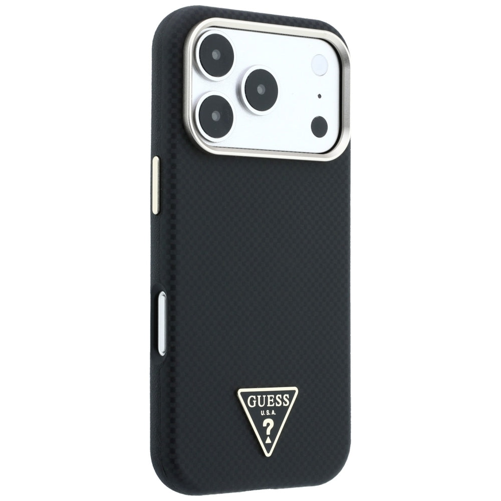 MagSafe tok Apple iPhone 18 Pro / 17 Pro-hoz, Guess, Kevlar Háromszög Logó, Fekete