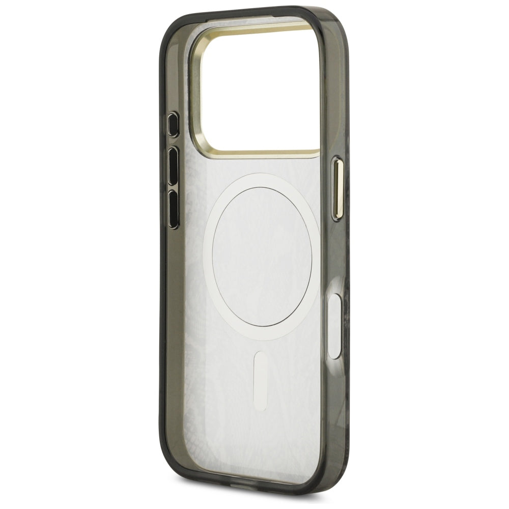 MagSafe tok Apple iPhone 18 Pro / 17 Pro-hoz, Guess, Piton mintás, Fekete
