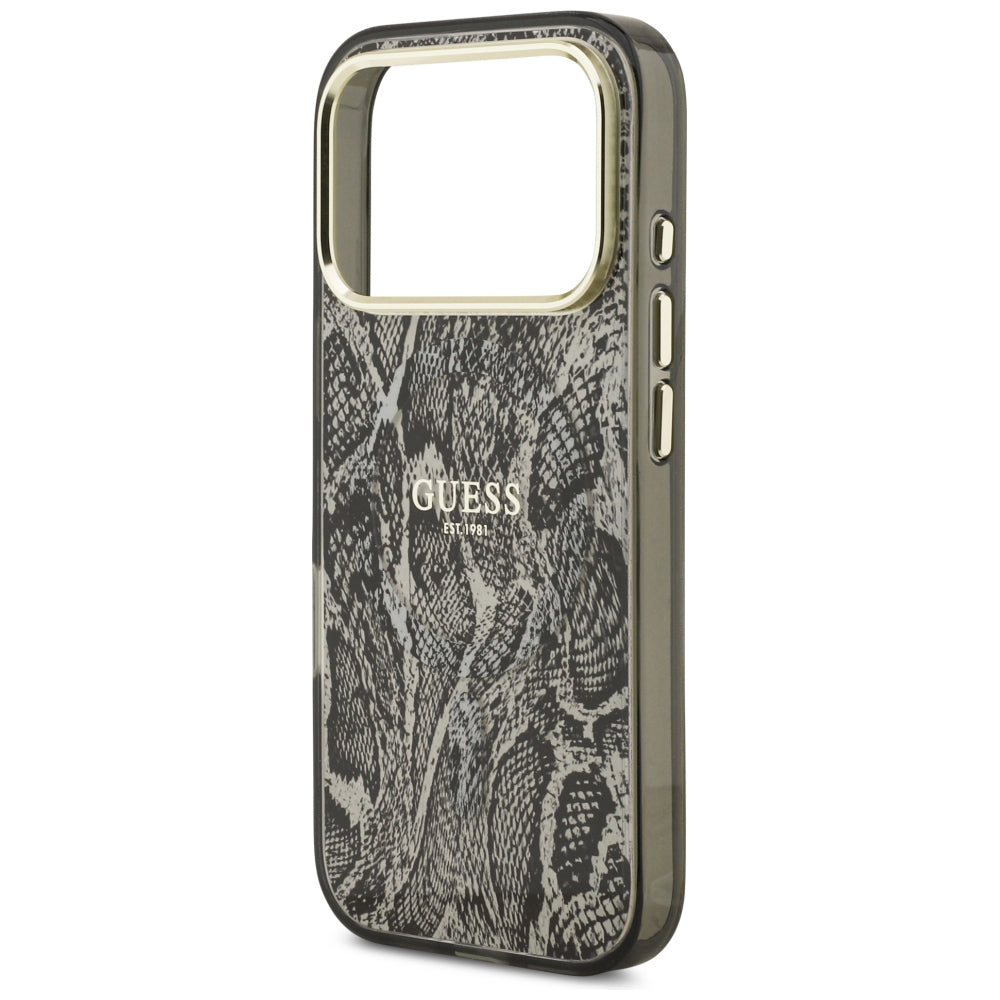 MagSafe tok Apple iPhone 18 Pro / 17 Pro-hoz, Guess, Piton mintás, Fekete
