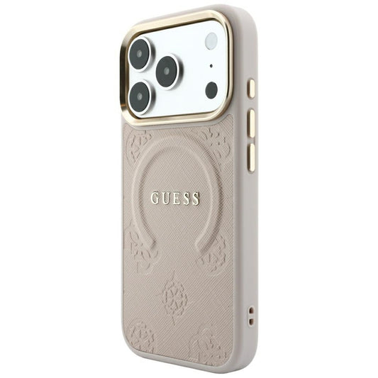 MagSafe tok Apple iPhone 18 Pro / 17 Pro készülékhez, Guess, Saffiano Peony Ring, Rózsaszín