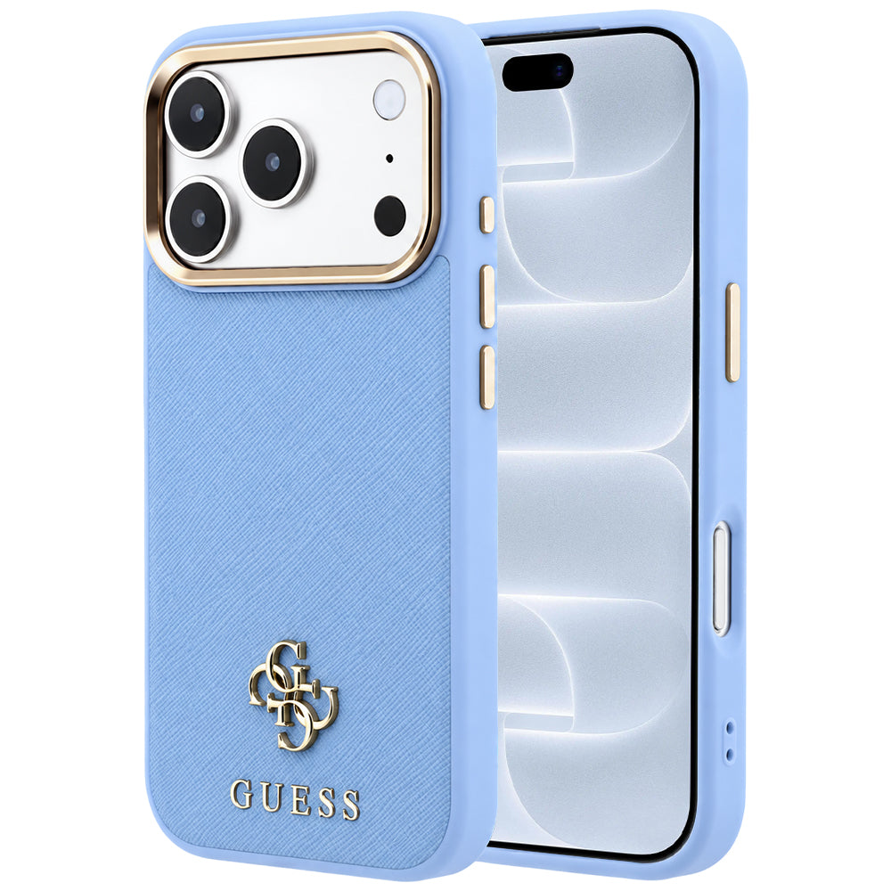 MagSafe tok Apple iPhone 18 Pro / 17 Pro-hoz, Guess, Saffiano Small 4G Classic, Kék