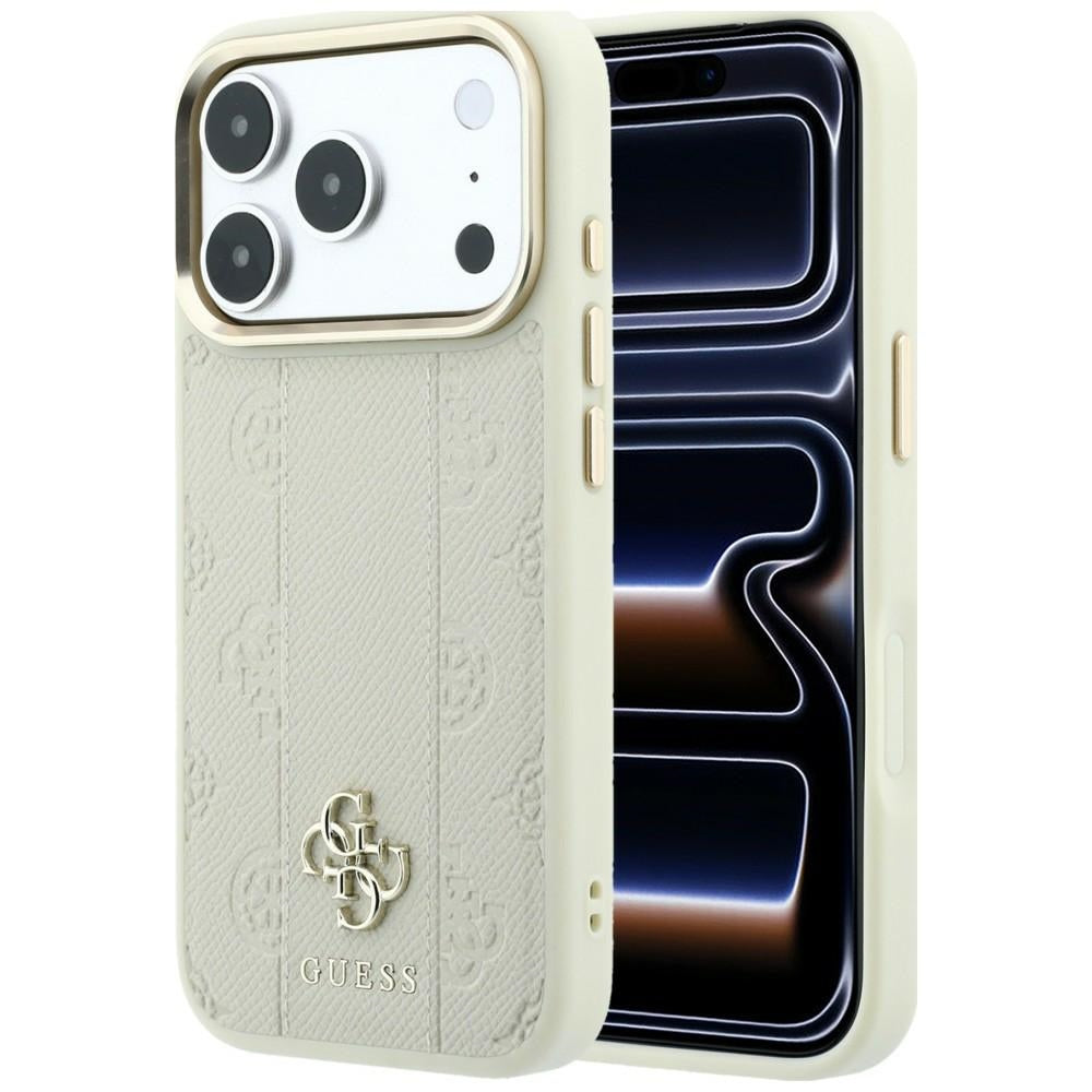 MagSafe tok Apple iPhone 18 Pro / 17 Pro, Guess, Stripe Peony 4G, Bézs