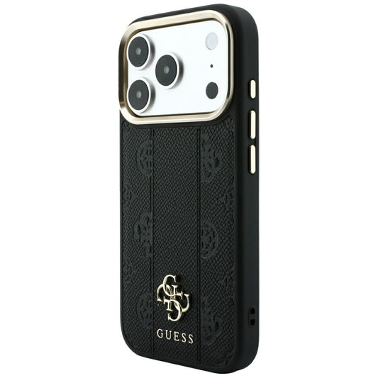 MagSafe tok Apple iPhone 18 Pro / 17 Pro-hoz, Guess, Stripe Peony 4G, Fekete