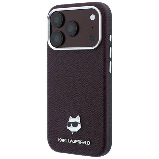 MagSafe tok Apple iPhone 18 Pro / 17 Pro-hoz, Karl Lagerfeld, Grained Choupette fej, Bordó