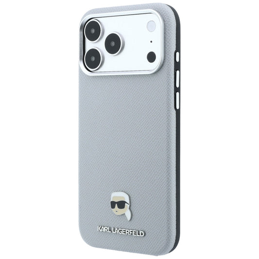 MagSafe tok Apple iPhone 18 Pro / 17 Pro készülékhez, Karl Lagerfeld, Texturált Karl fej fém, Szürke