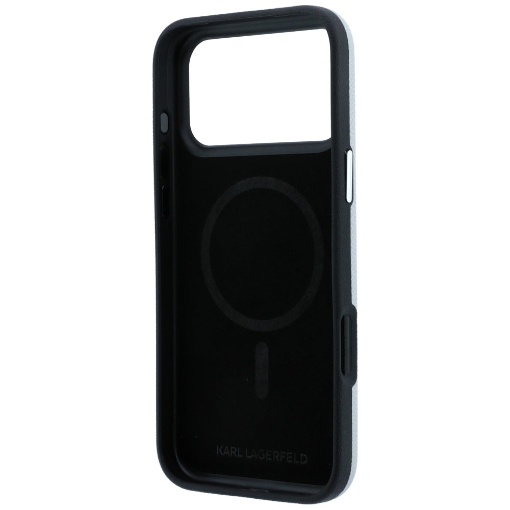 MagSafe Case for Apple iPhone 18 Pro / 17 Pro, Karl Lagerfeld, Grained Karl Head's Metal, Gray