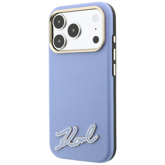 MagSafe tok Apple iPhone 18 Pro / 17 Pro számára, Karl Lagerfeld, szemcsés gyanta logóval, kék