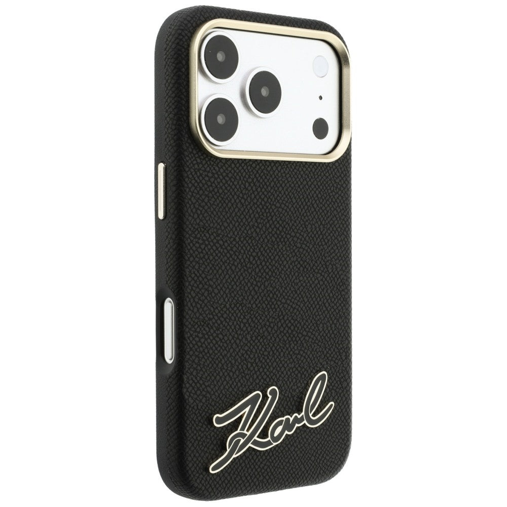 MagSafe tok Apple iPhone 18 Pro / 17 Pro készülékhez, Karl Lagerfeld, szemcsés gyanta logóval, fekete
