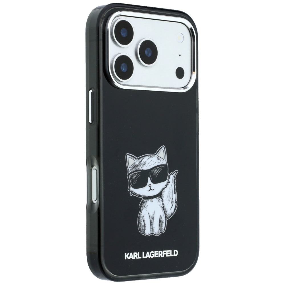 MagSafe tok Apple iPhone 18 Pro / 17 Pro készülékhez, Karl Lagerfeld, IML Choupette Body Sketch Print, Fekete