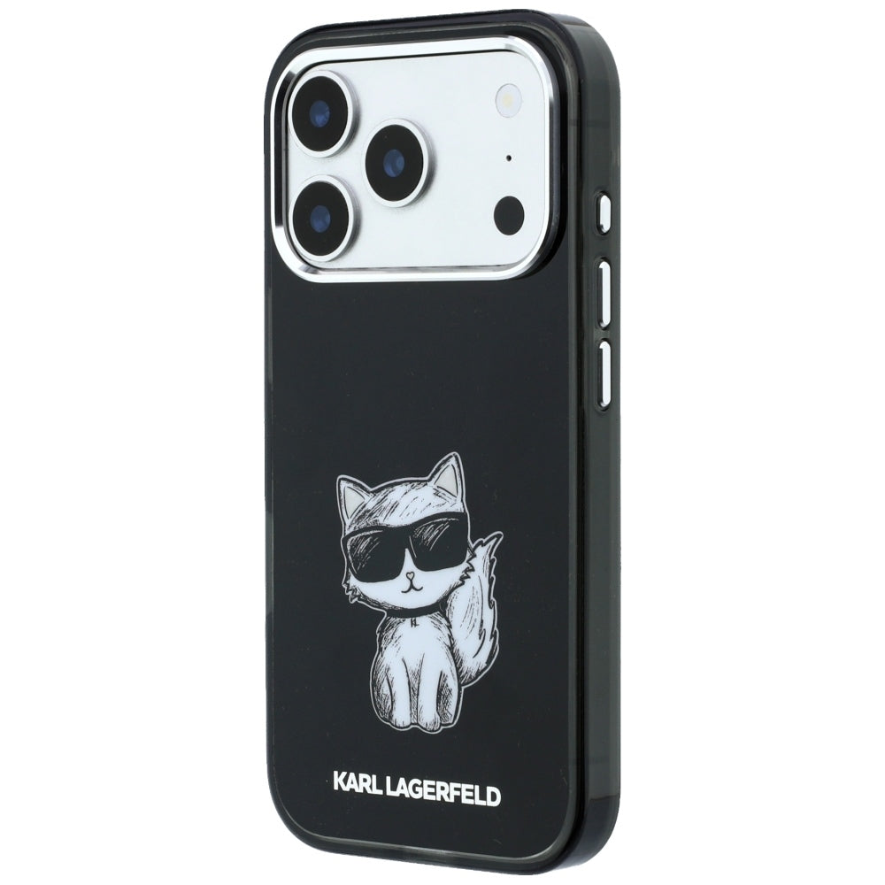 MagSafe tok Apple iPhone 18 Pro / 17 Pro készülékhez, Karl Lagerfeld, IML Choupette Body Sketch Print, Fekete