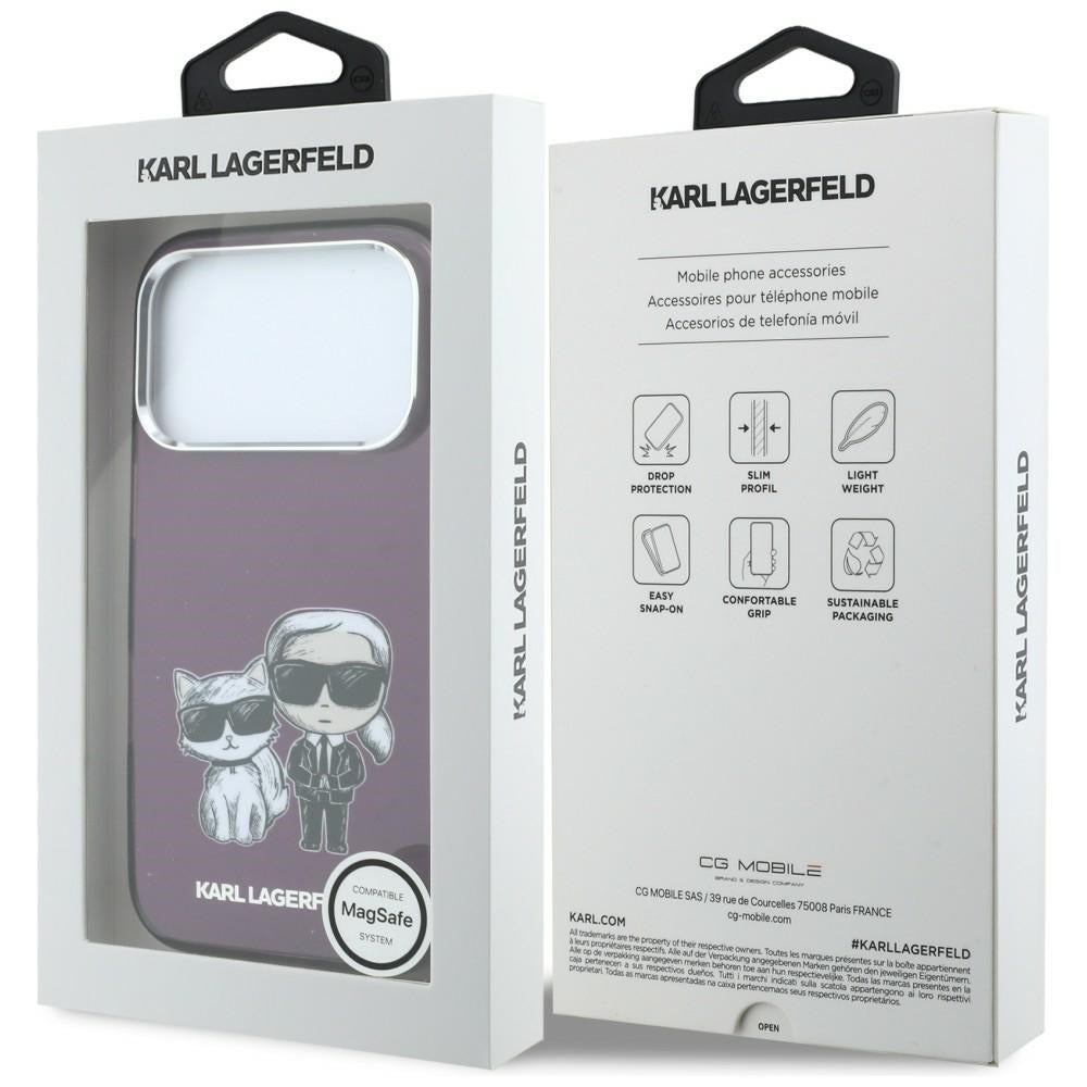 MagSafe tok Apple iPhone 18 Pro / 17 Pro készülékhez, Karl Lagerfeld, IML KC Bodies Sketch Print, Bordó