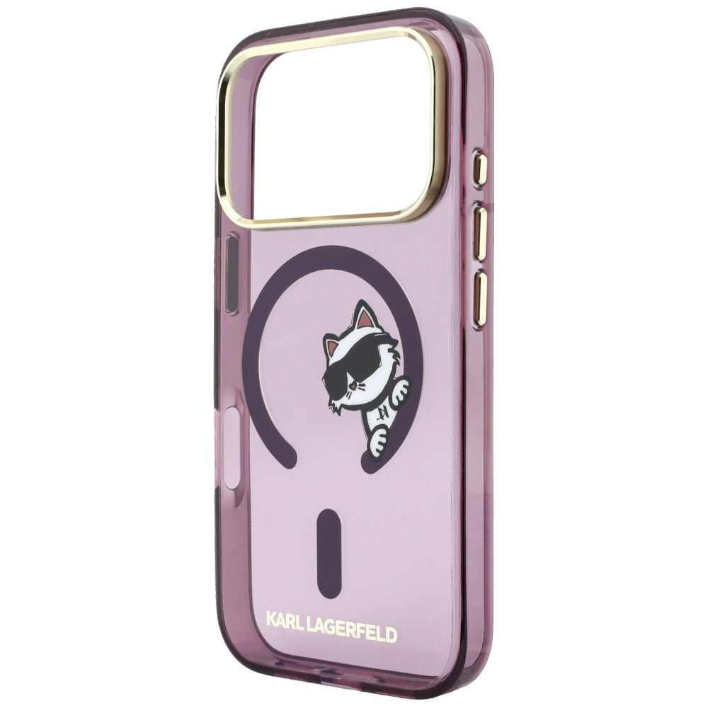 MagSafe tok Apple iPhone 18 Pro / 17 Pro készülékhez, Karl Lagerfeld, IML Peekaboo Print and Metal Frame, bordó