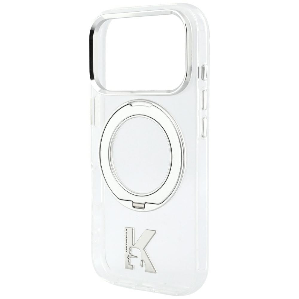 MagSafe tok Apple iPhone 18 Pro / 17 Pro készülékhez, Karl Lagerfeld, IML gyűrűs állvány Kameo fém, átlátszó