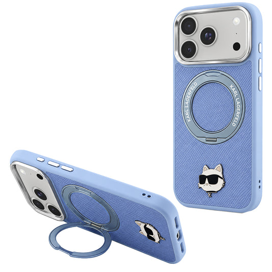 MagSafe tok Apple iPhone 18 Pro / 17 Pro-hoz, Karl Lagerfeld, Ring Stand 360 Choupette Pin, Kék