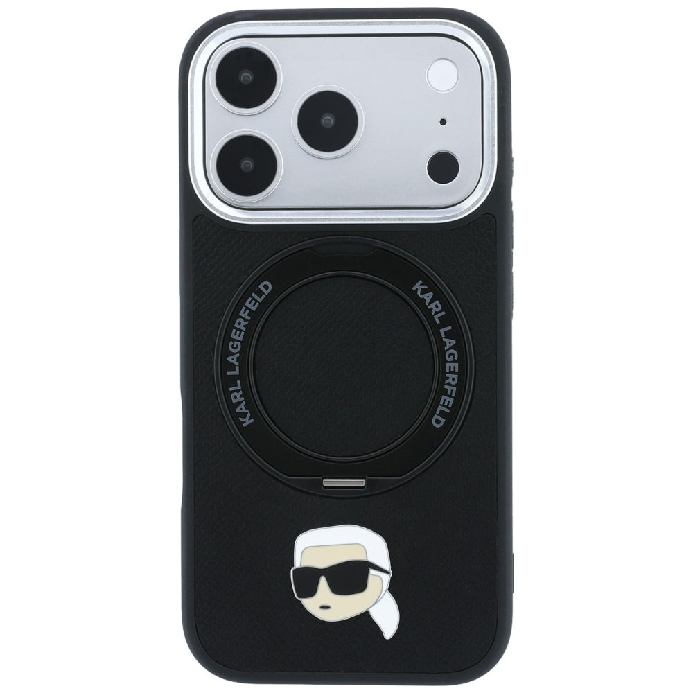 MagSafe tok Apple iPhone 18 Pro / 17 Pro készülékhez, Karl Lagerfeld, Ring Stand 360 Karl Pin, Fekete