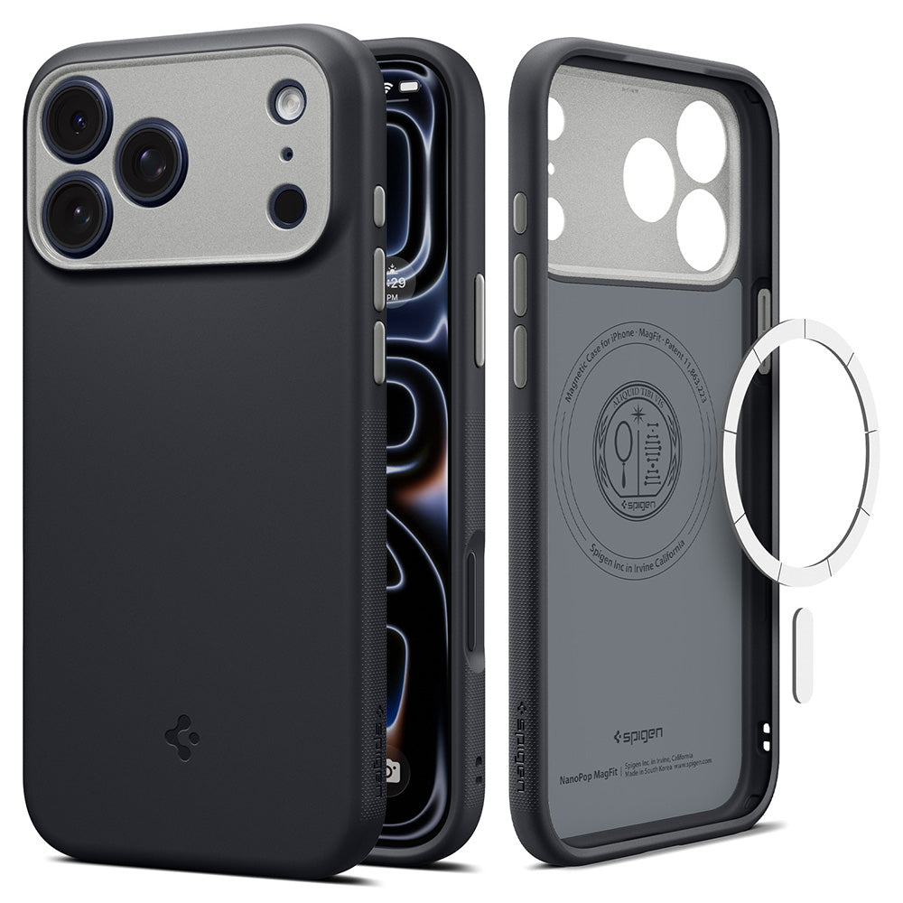 MagSafe tok Apple iPhone 18 Pro / 17 Pro-hoz, Spigen, Caseology Nano Pop, Fekete ACS12177