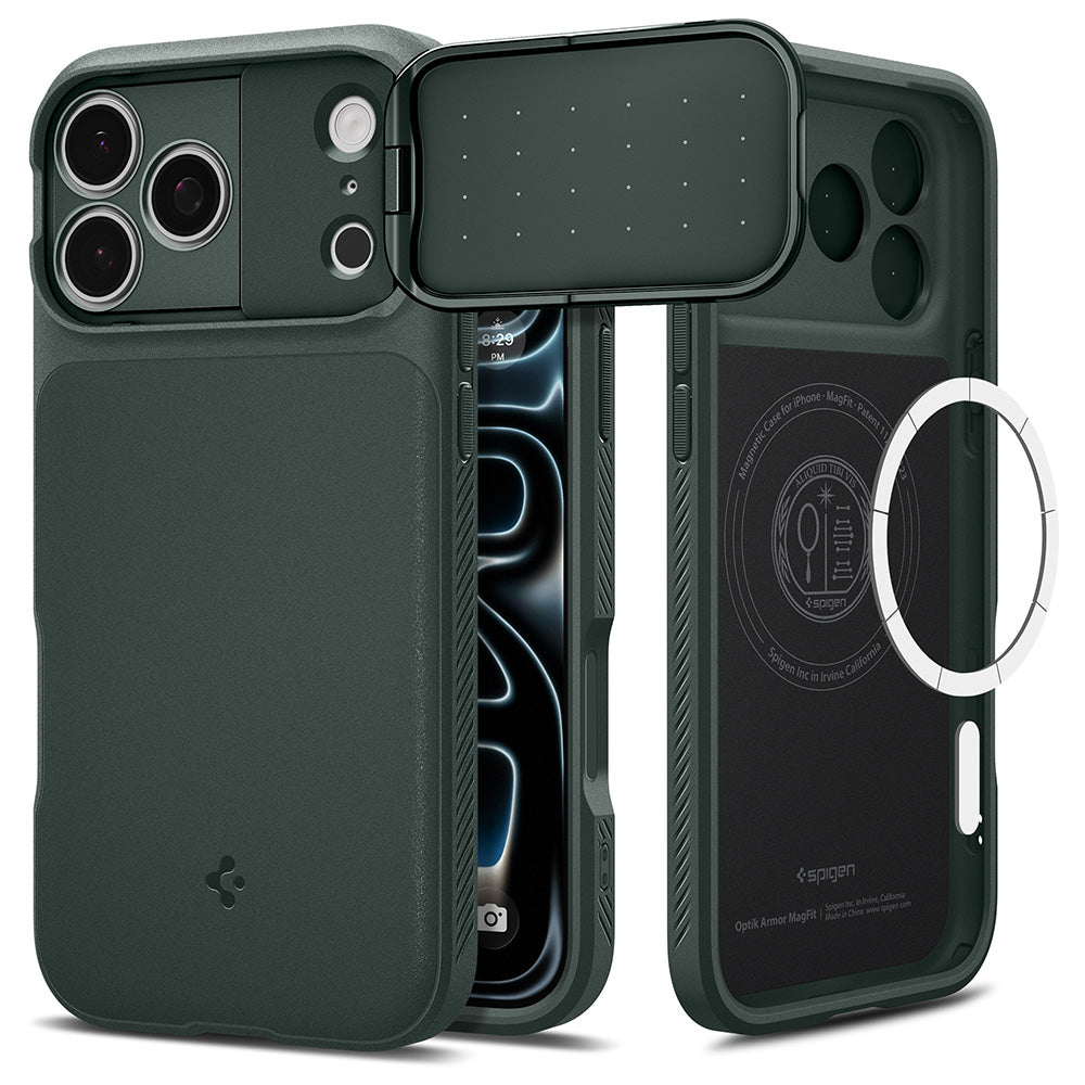 MagSafe tok Apple iPhone 18 Pro / 17 Pro-hoz, Spigen, Optik Armor, Zöld ACS09954