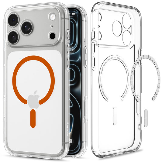 MagSafe tok Apple iPhone 18 Pro / 17 Pro-hoz, Spigen, Ultra Hybrid, Átlátszó Narancssárga ACS12159