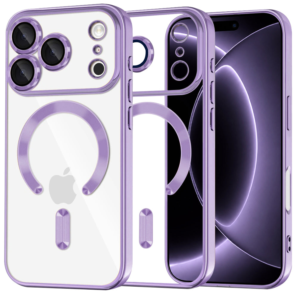 MagSafe tok Apple iPhone 18 Pro / 17 Pro-hoz, Techsuit, Luxury Crystal, Világos lila