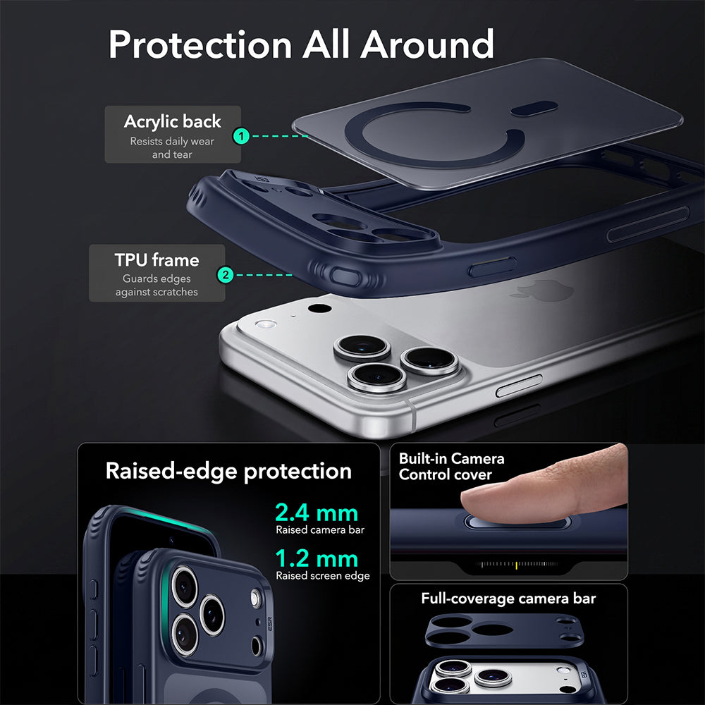 MagSafe tok Apple iPhone 18 Pro-hoz, ESR, Classic Hybrid, Selyemkék