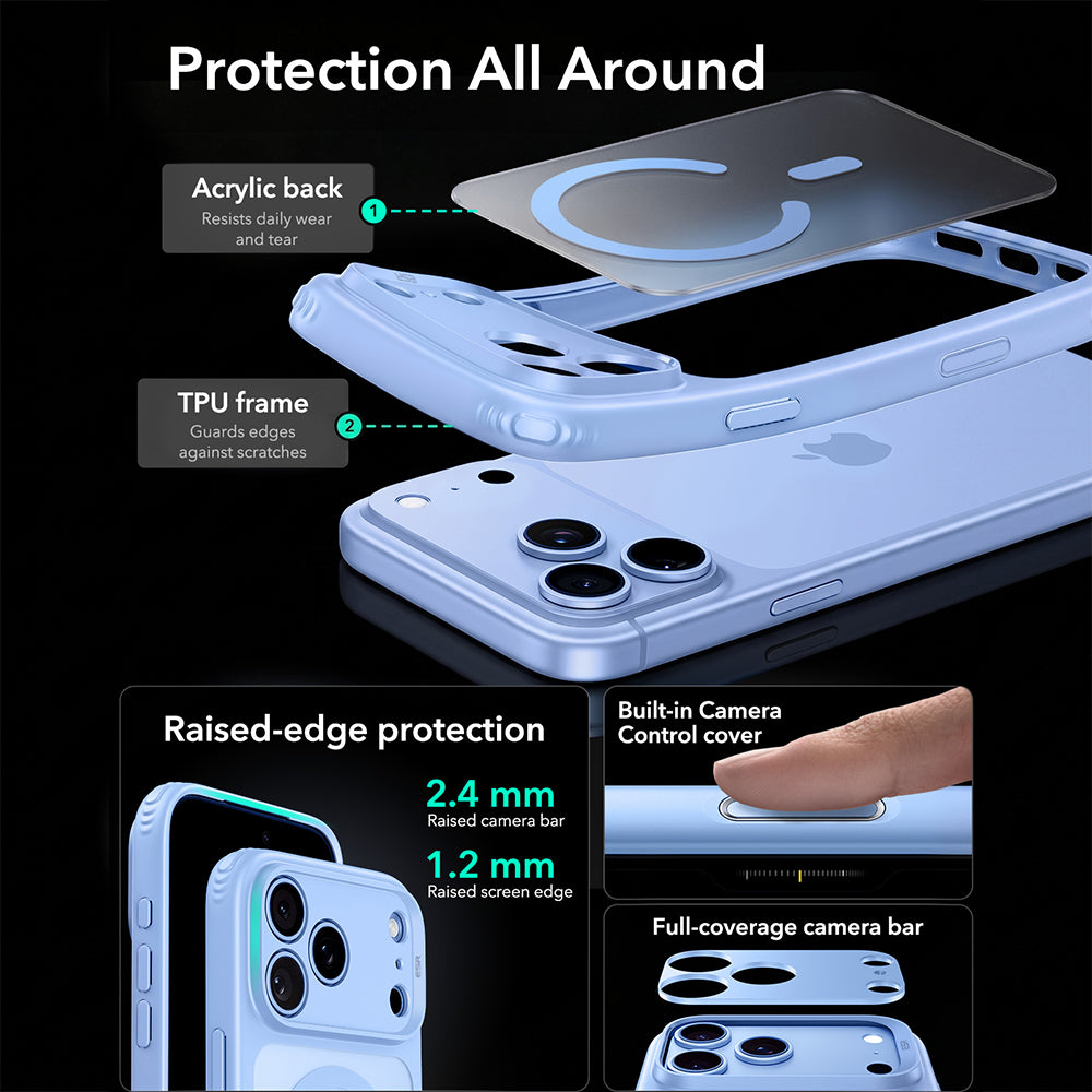 MagSafe tok Apple iPhone 18 Pro-hoz, ESR, Classic Hybrid, Matt kék