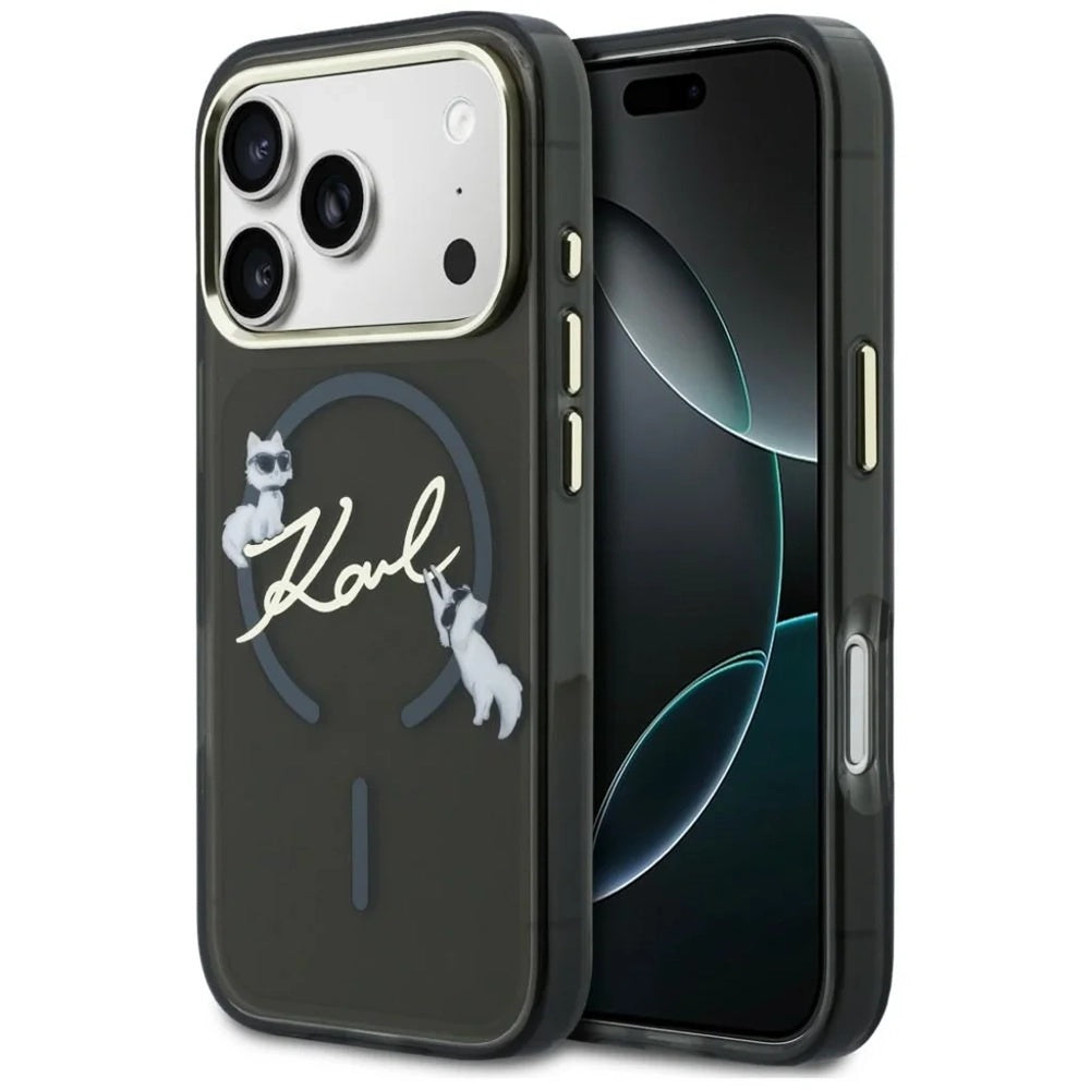 MagSafe tok Apple iPhone 18 Pro-hoz, Karl Lagerfeld, IML Choupette Karl Script Logo, Fekete