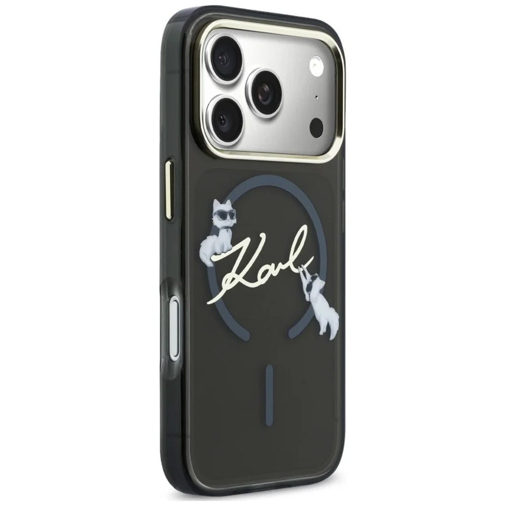 MagSafe tok Apple iPhone 18 Pro-hoz, Karl Lagerfeld, IML Choupette Karl Script Logo, Fekete