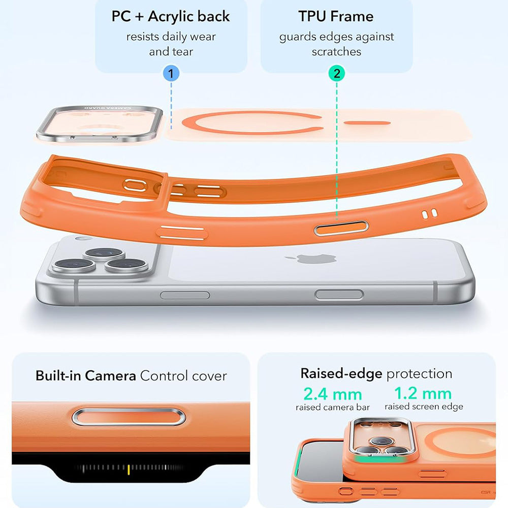 MagSafe Case for Apple iPhone 18 Pro Max / 17 Pro Max, ESR, Classic Hybrid Kickstand, Satin Orange