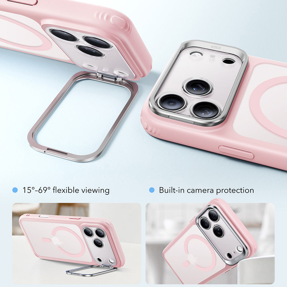 MagSafe tok Apple iPhone 18 Pro Max / 17 Pro Max számára, ESR, Classic Hybrid Kickstand, Rózsaszín Szatén