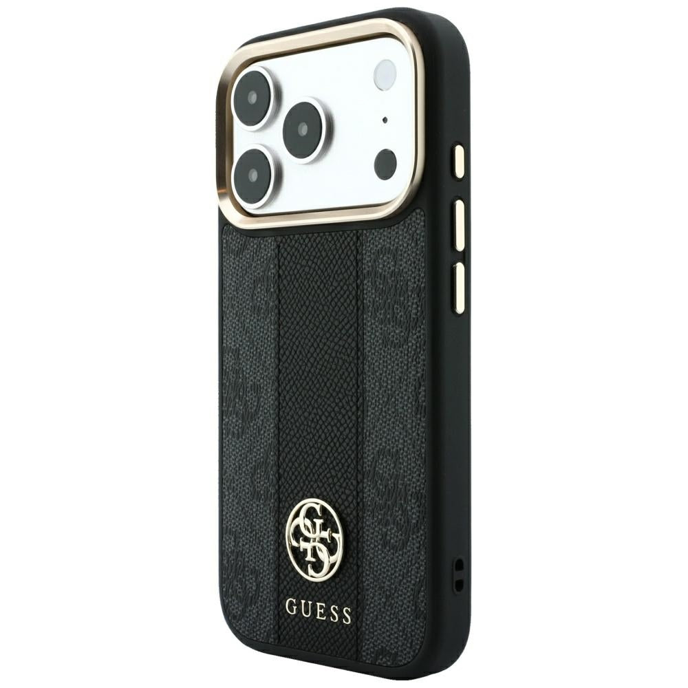 MagSafe tok Apple iPhone 18 Pro Max / 17 Pro Max, Guess, 4G Csíkos Kerek Klasszikus Logó, Fekete