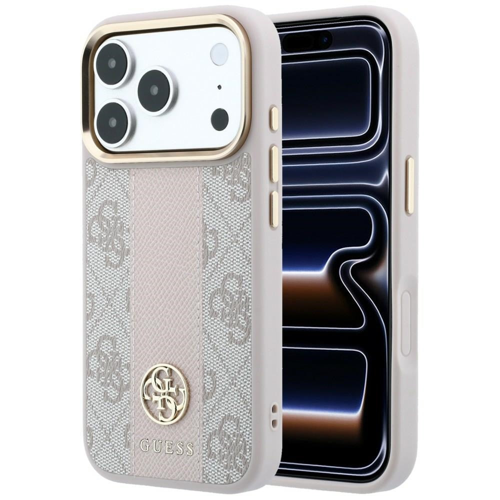 MagSafe tok Apple iPhone 18 Pro Max / 17 Pro Max készülékhez, Guess, 4G Csíkos Kerek Klasszikus Logó, Rózsaszín