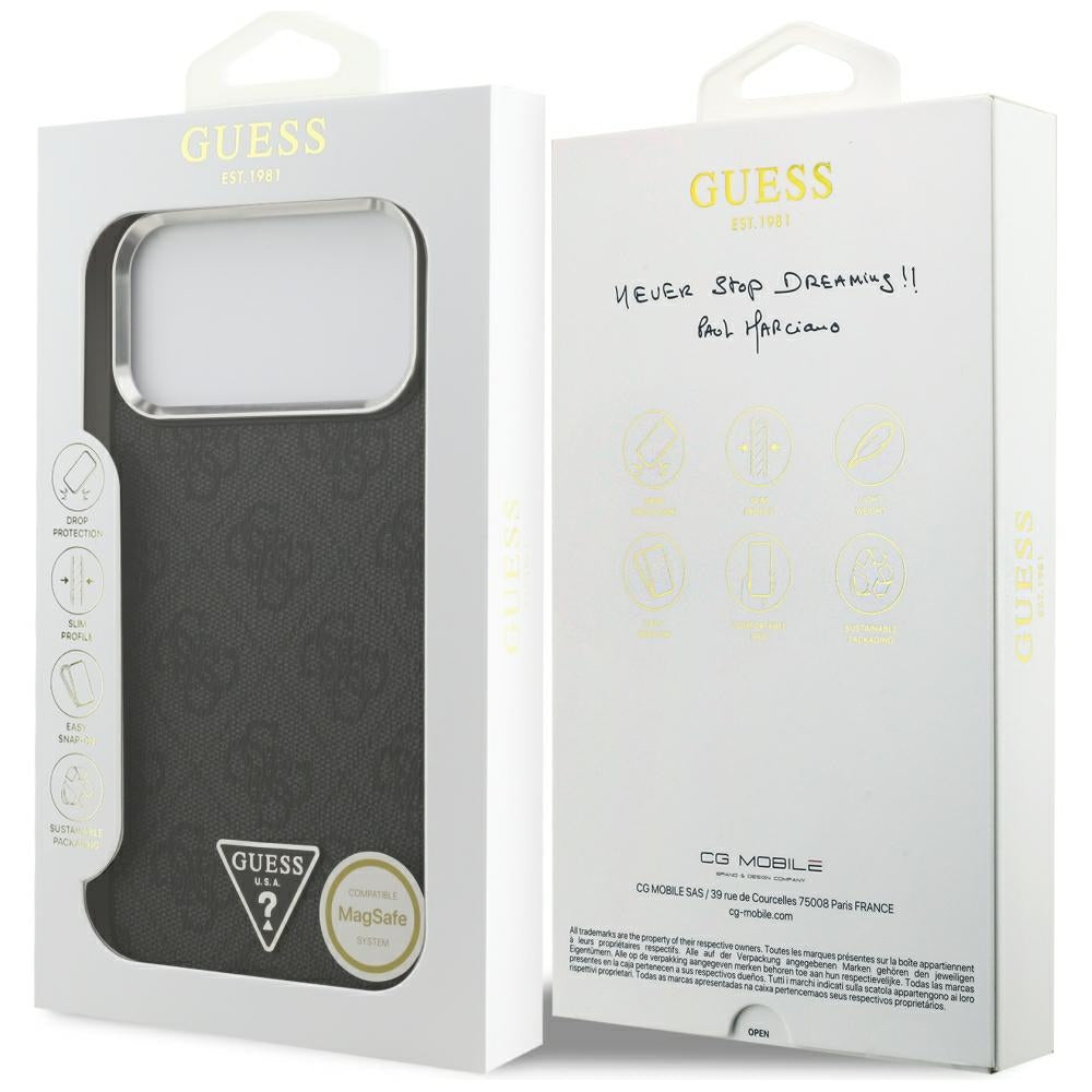 MagSafe tok Apple iPhone 18 Pro Max / 17 Pro Max, Guess, 4G Triangle Logo, Fekete