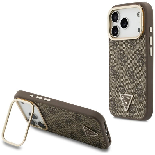 MagSafe tok Apple iPhone 18 Pro Max / 17 Pro Max készülékhez, Guess, 4G Triangle Logo & Stand Camera, barna