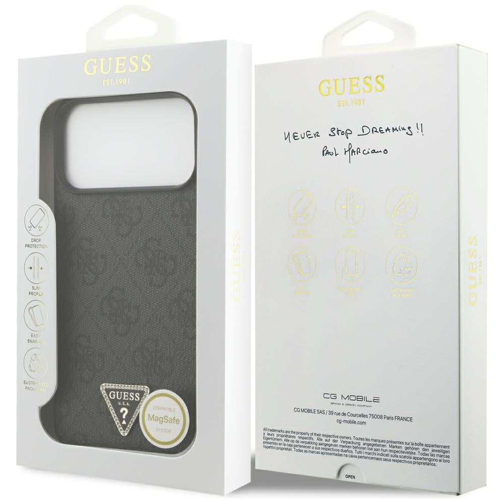 MagSafe tok Apple iPhone 18 Pro Max / 17 Pro Max készülékhez, Guess, 4G Triangle Strass, Fekete