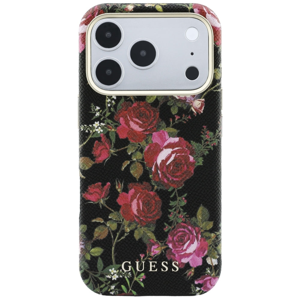 MagSafe tok Apple iPhone 18 Pro Max / 17 Pro Max készülékhez, Guess, Blossom Roses Print, fekete