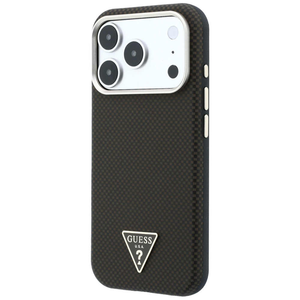 MagSafe tok Apple iPhone 18 Pro Max / 17 Pro Max készülékhez, Guess, Kevlar Háromszög Logó, Barna